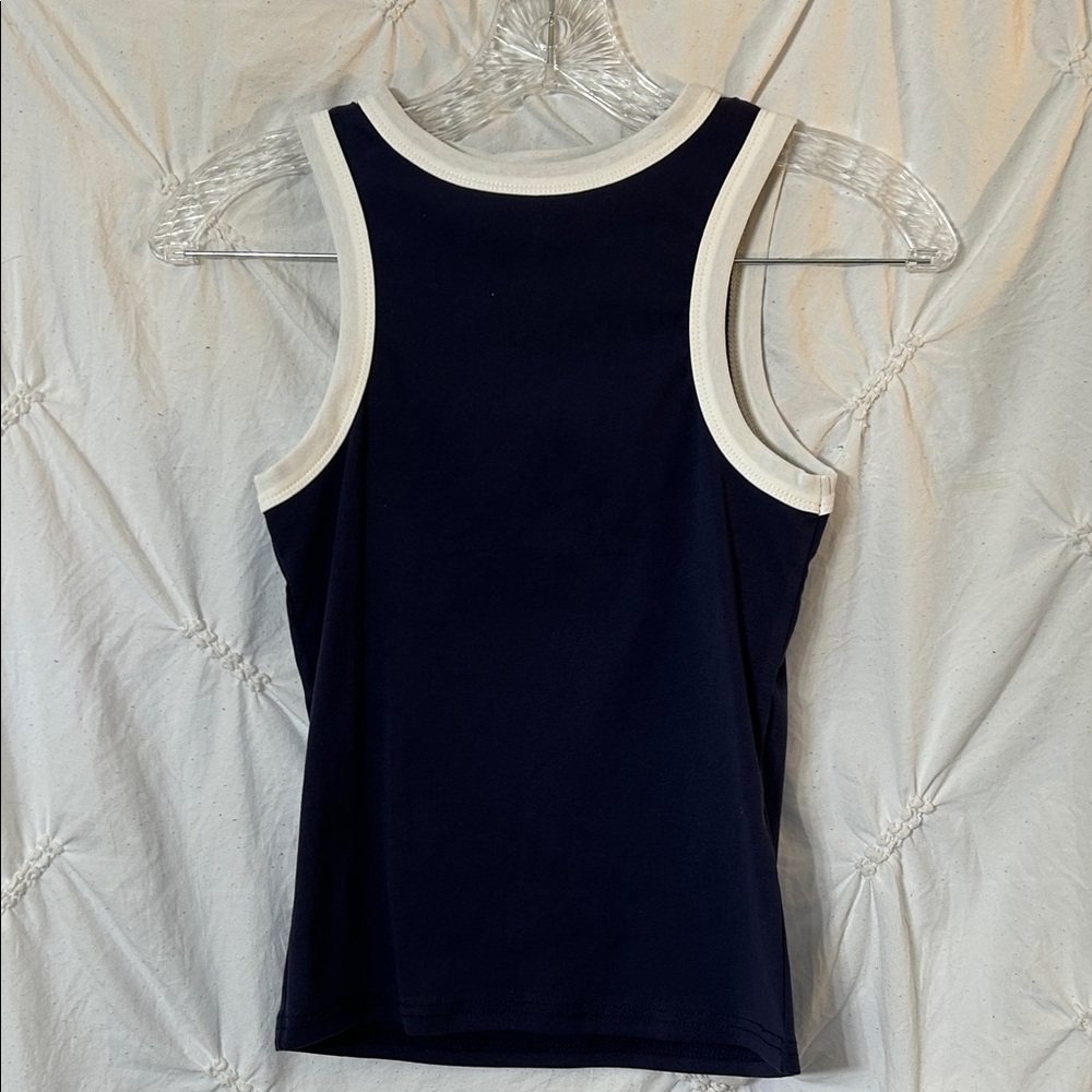 Women's Navy and White Tank-Size XS